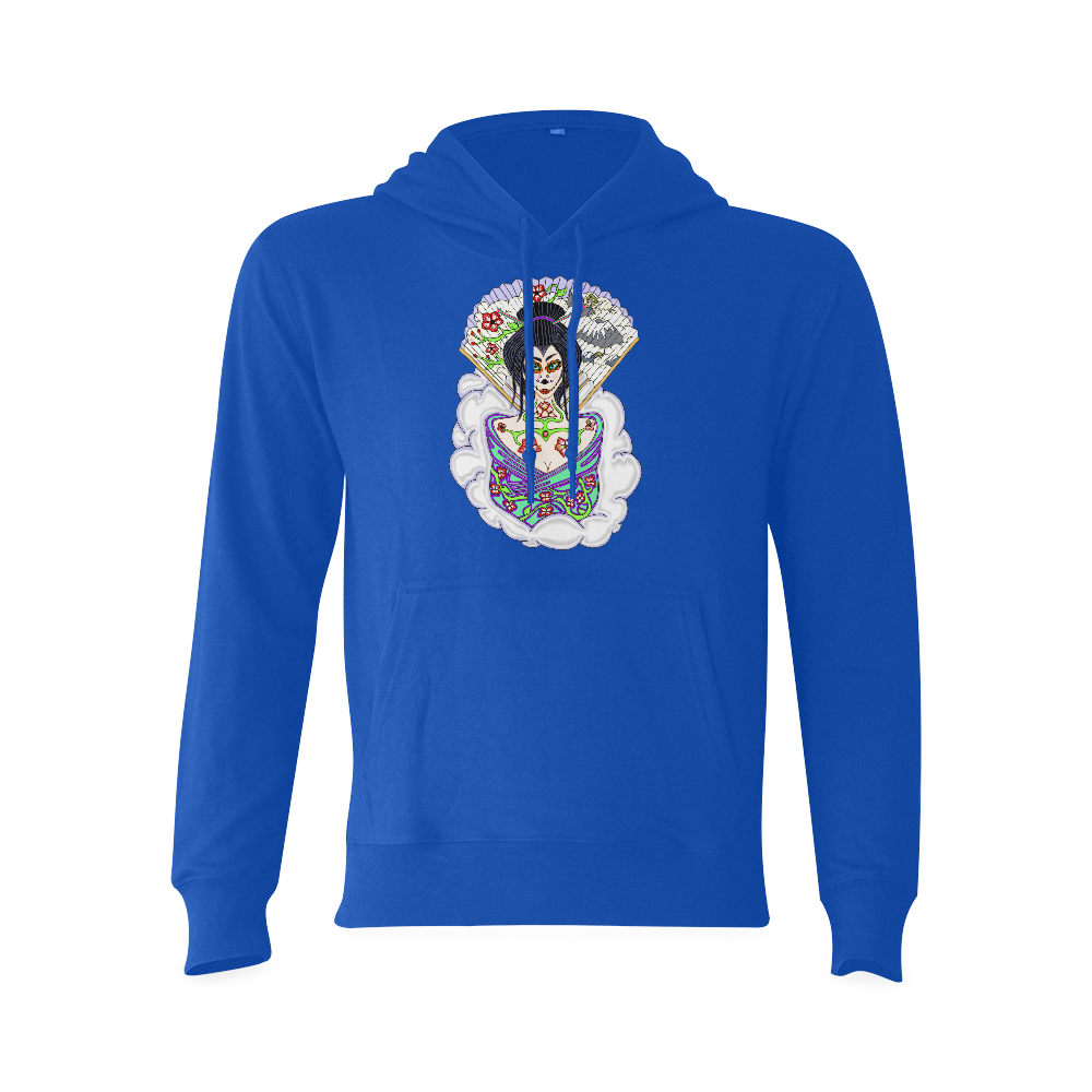 Geisha Sugar Skull Blue Oceanus Hoodie Sweatshirt (NEW) (Model H03)