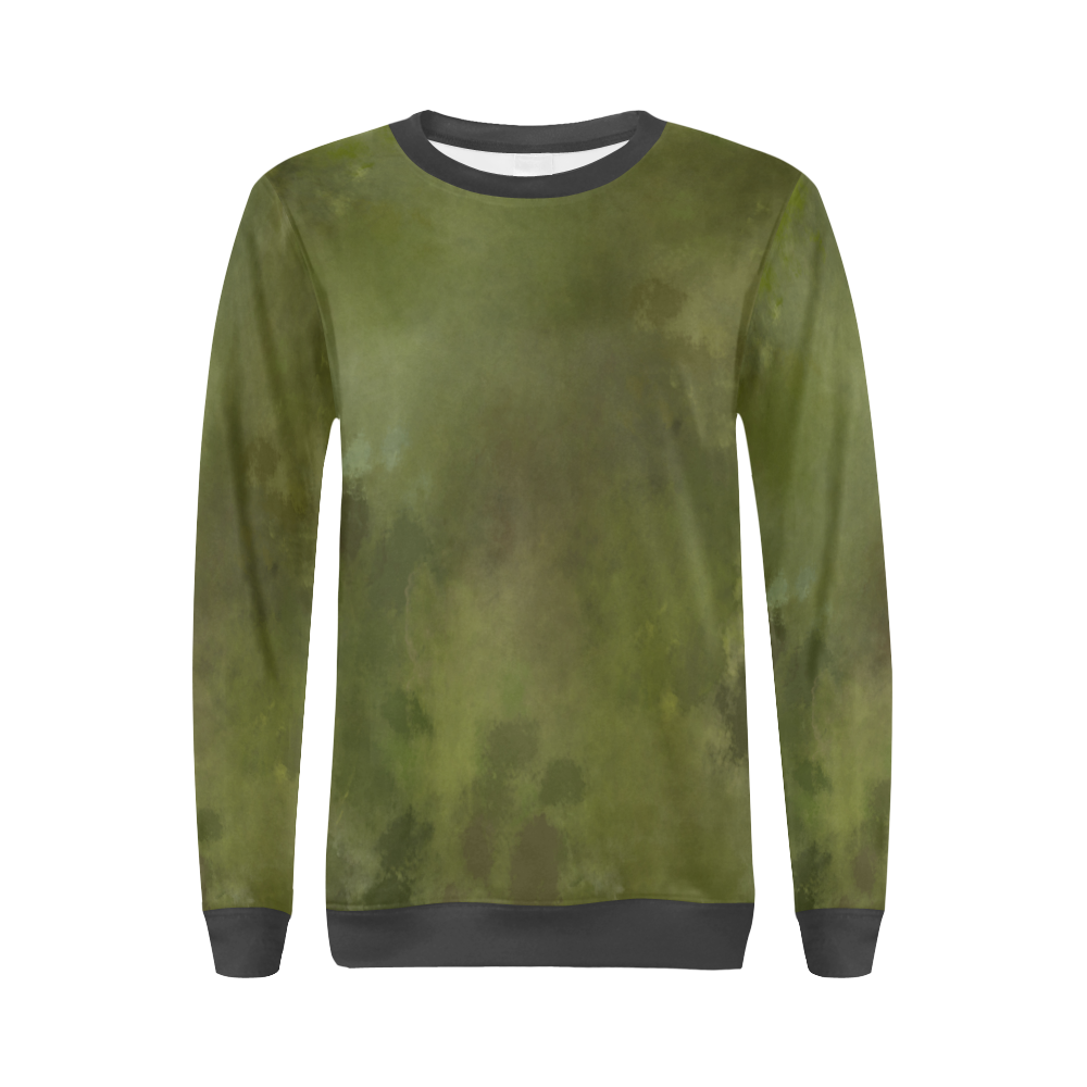 Green brown batik look All Over Print Crewneck Sweatshirt for Women (Model H18)