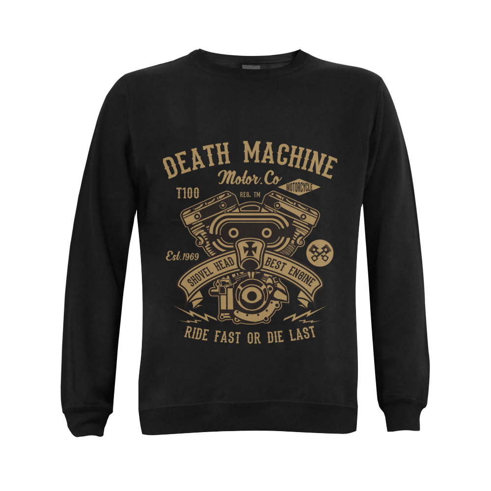 Death Machine Black Gildan Crewneck Sweatshirt(NEW) (Model H01)