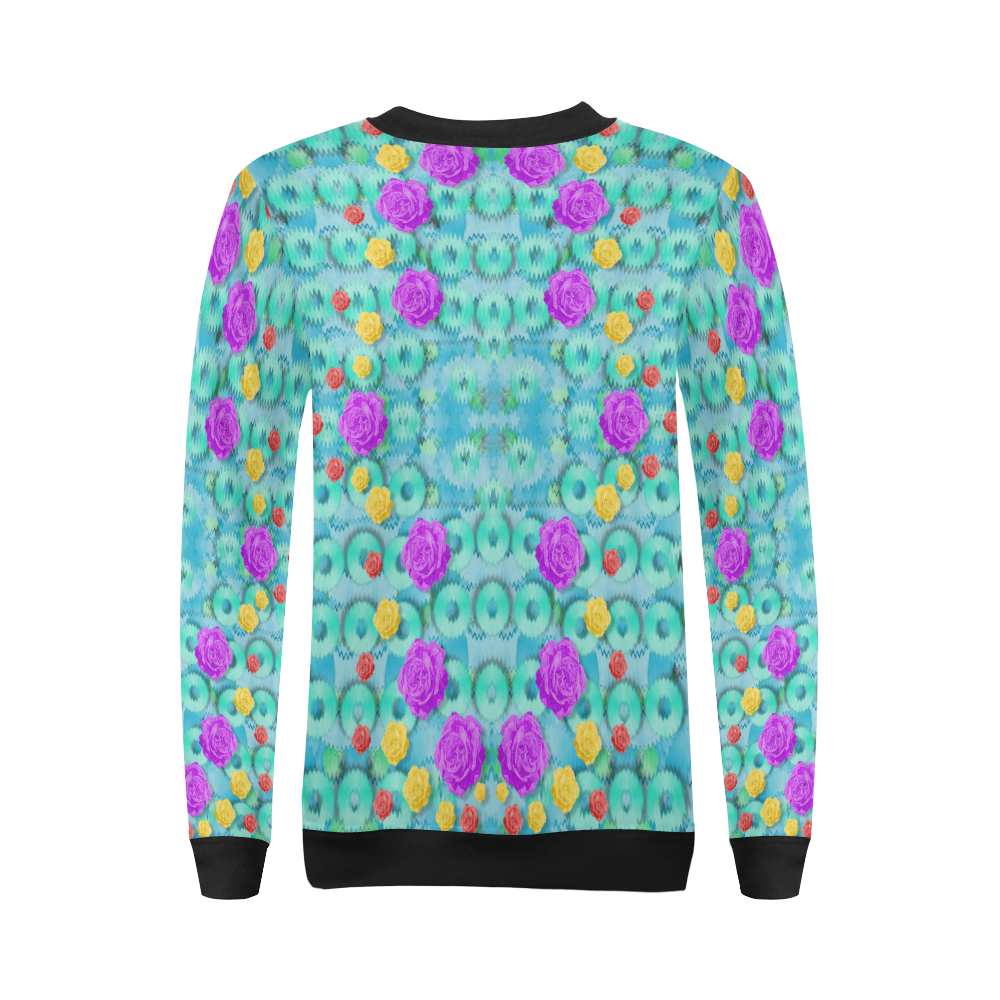 Season for roses and polka dots All Over Print Crewneck Sweatshirt for Women (Model H18)