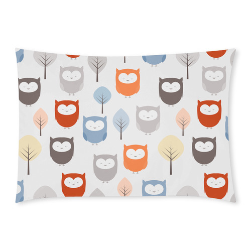 Cute Owls Trees Custom Rectangle Pillow Case 20x30 (One Side)