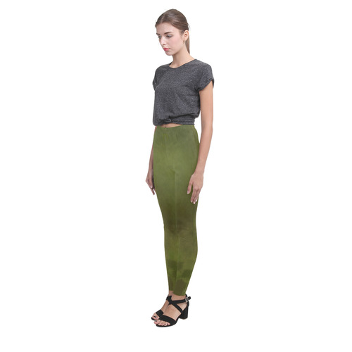 Green brown batik look Cassandra Women's Leggings (Model L01)