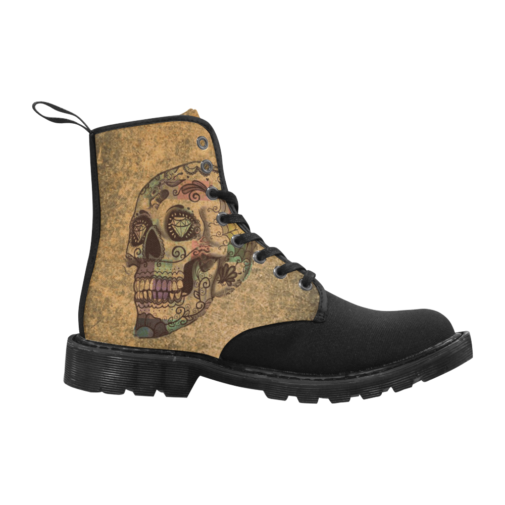 grunge skull A by JamColors Martin Boots for Women (Black) (Model 1203H)