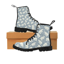 Winter Snowflakes Polar Bears Pattern Martin Boots for Men (Black) (Model 1203H)