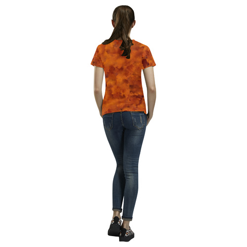 Orange red batik look All Over Print T-Shirt for Women (USA Size) (Model T40)