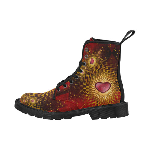 With Love Red N Gold Martin Boots for Women (Black) (Model 1203H)
