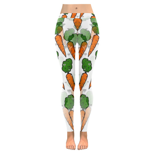 Carrot Popart by NIco Bielow Women's Low Rise Leggings (Invisible Stitch) (Model L05)