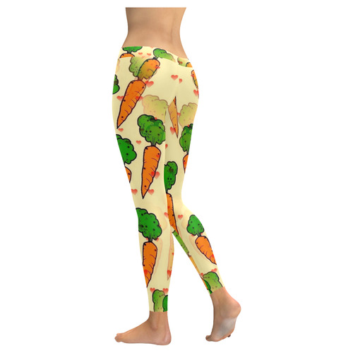 Carrot Popart by NIco Bielow Women's Low Rise Leggings (Invisible Stitch) (Model L05)