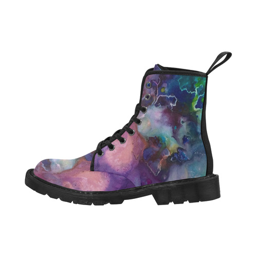 Abstract Watercolor Painting blue rose purple Martin Boots for Men (Black) (Model 1203H)