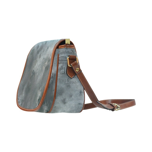 Dark grey letter vintage batik look Saddle Bag/Small (Model 1649) Full Customization