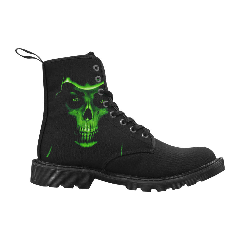 glowing fantasy Death mask green by FeelGood Martin Boots for Women (Black) (Model 1203H)