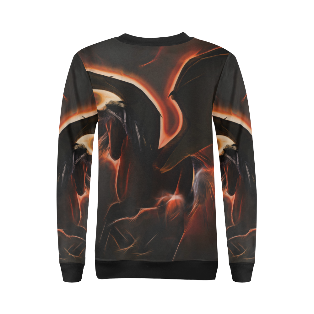 Awesmoe dark unicorn All Over Print Crewneck Sweatshirt for Women (Model H18)
