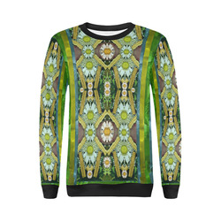 Bread sticks and fantasy flowers in a rainbow All Over Print Crewneck Sweatshirt for Women (Model H18)