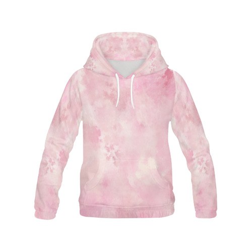 Pink rose fuscia batik look All Over Print Hoodie for Women (USA Size) (Model H13)
