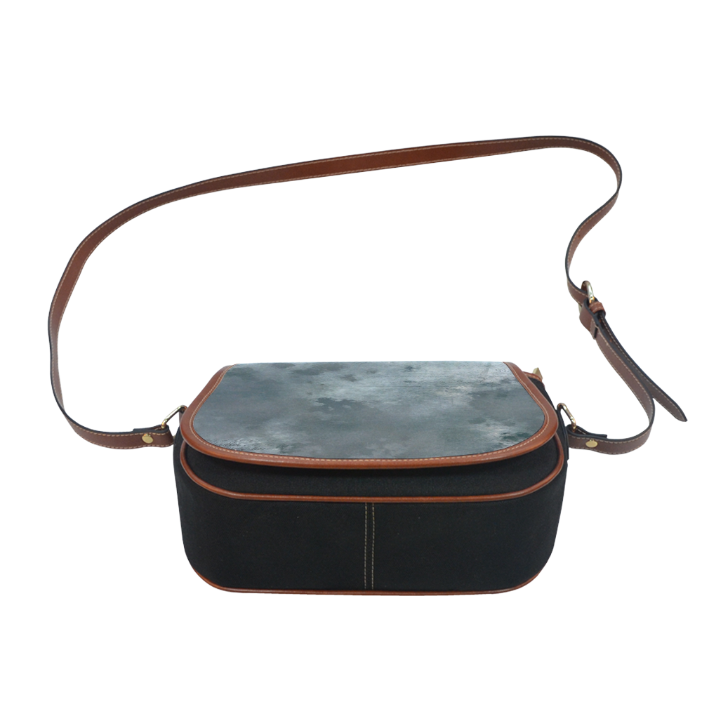 Dark grey letter vintage batik look Saddle Bag/Small (Model 1649)(Flap Customization)