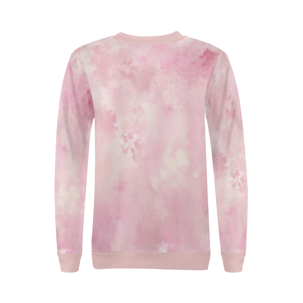 Pink rose fuscia batik look All Over Print Crewneck Sweatshirt for Women (Model H18)