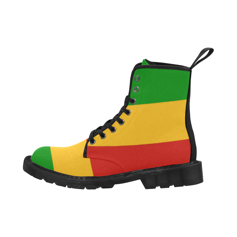 Rastafari Flag Colored Stripes Martin Boots for Men (Black) (Model 1203H)