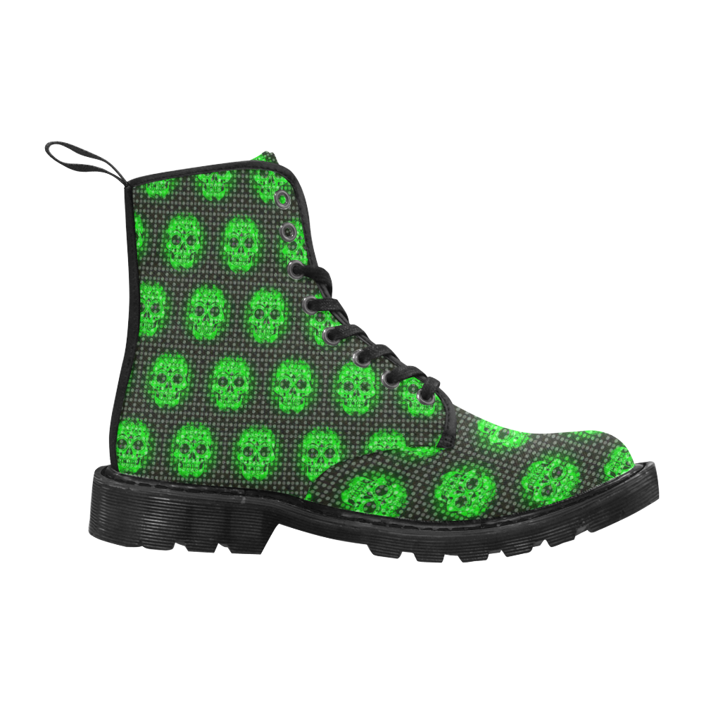 skulls and dotts, green by JamColors Martin Boots for Women (Black) (Model 1203H)
