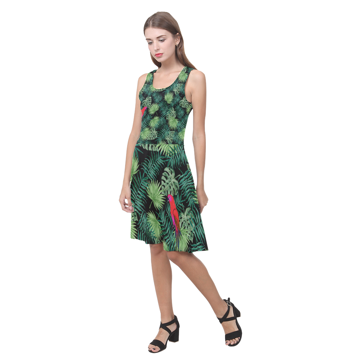 Parrot And Leaves Atalanta Casual Sundress(Model D04)