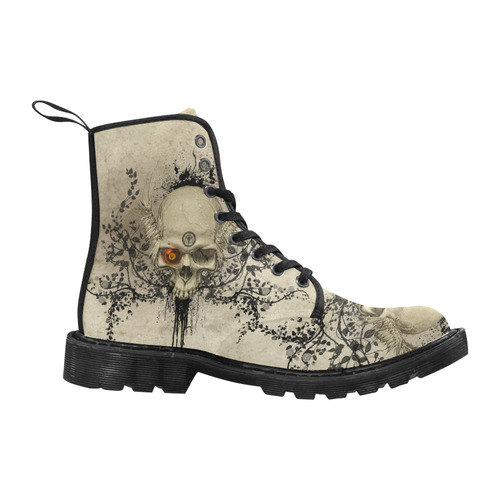Amazing skull with wings,red eye Martin Boots for Women (Black) (Model 1203H)