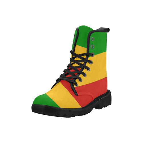 Rastafari Flag Colored Stripes Martin Boots for Men (Black) (Model 1203H)