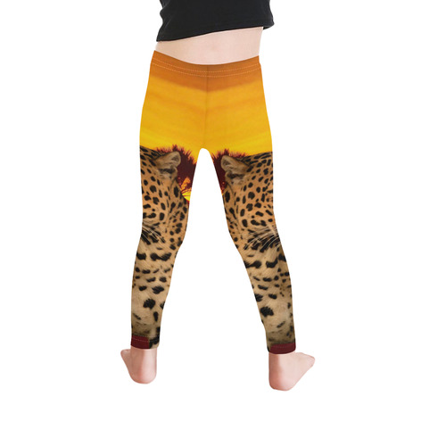 Leopard and Sunset Kid's Ankle Length Leggings (Model L06)