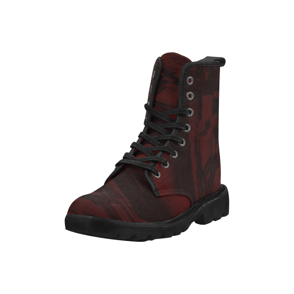 Red fracture Martin Boots for Women (Black) (Model 1203H)