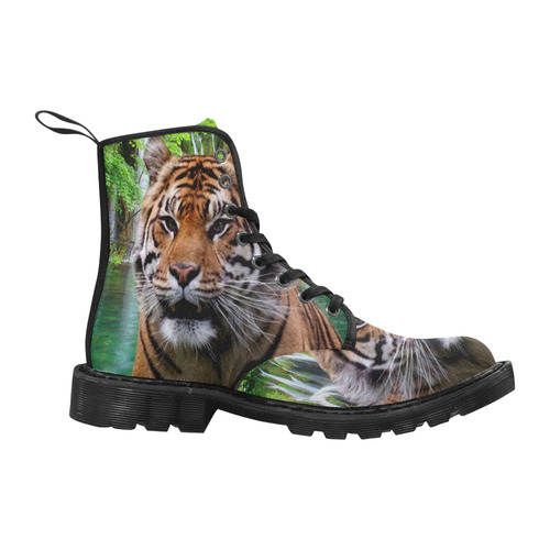 Tiger and Waterfall Martin Boots for Men (Black) (Model 1203H)