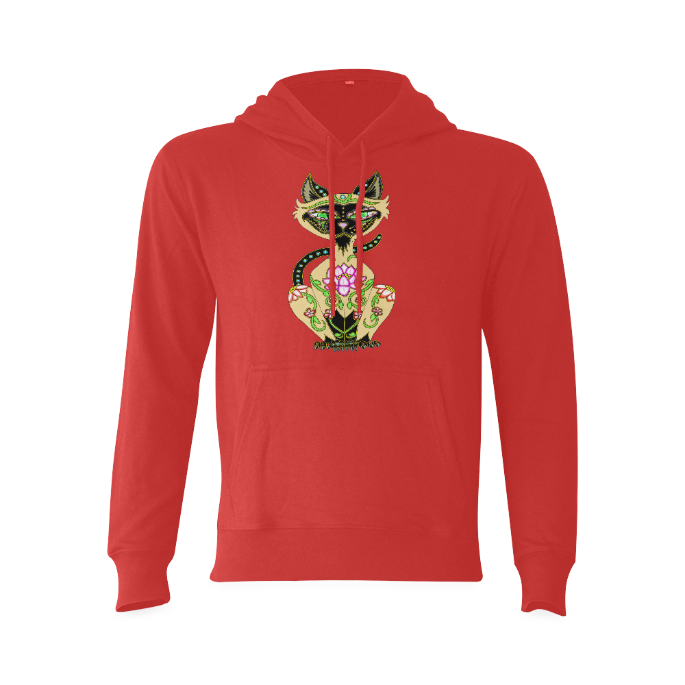 Siamese Cat Sugar Skull Red Oceanus Hoodie Sweatshirt (Model H03)