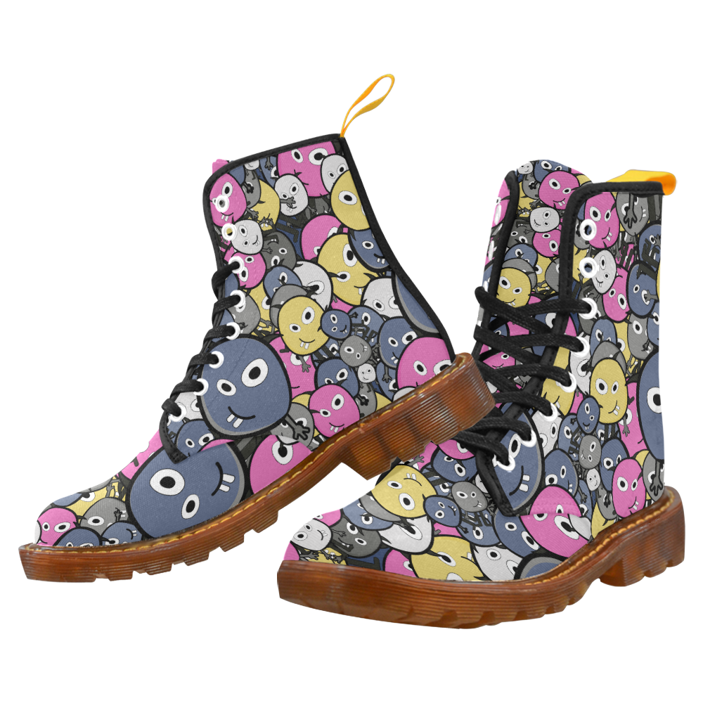 pink doodle monsters Martin Boots For Women Model 1203H