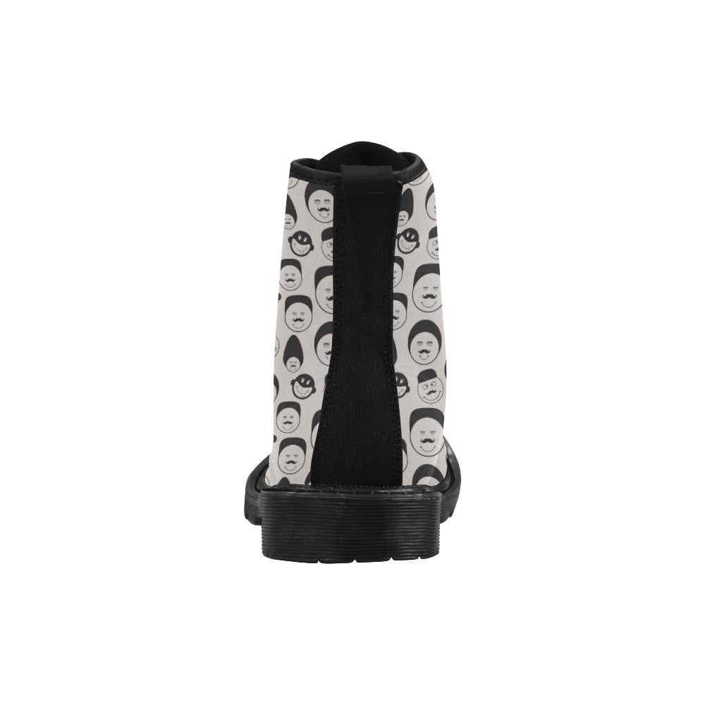 black and white emotion faces Martin Boots for Women (Black) (Model 1203H)
