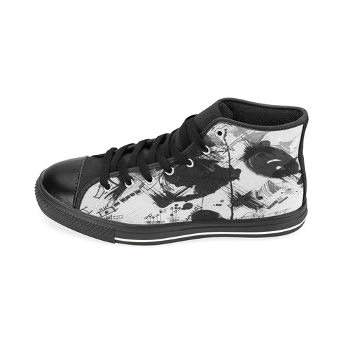 Women High Top Canvas Shoes BW Big Drawing RegiaArt High Top Canvas Women's Shoes/Large Size (Model 017)