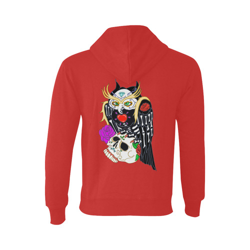 Sugar Skull Owl And Skull Red Oceanus Hoodie Sweatshirt (NEW) (Model H03)