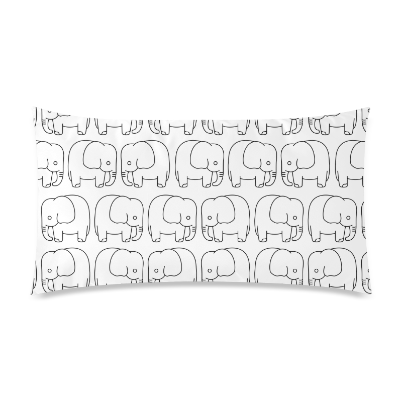 black and white elephant Rectangle Pillow Case 20"x36"(Twin Sides)