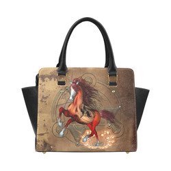 Wonderful horse with skull, red colors Classic Shoulder Handbag (Model 1653)