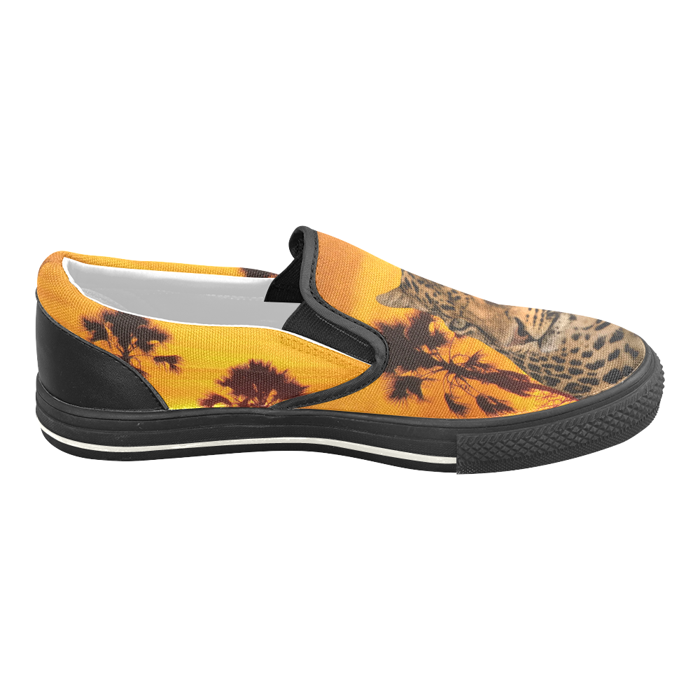 Leopard and Sunset Slip-on Canvas Shoes for Kid (Model 019)
