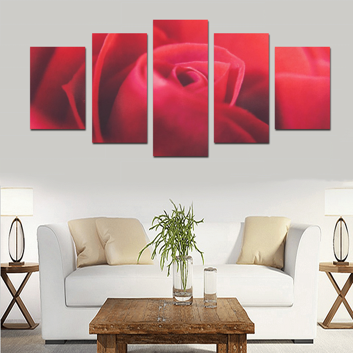 Red Rose Canvas Canvas Print Sets D (No Frame)