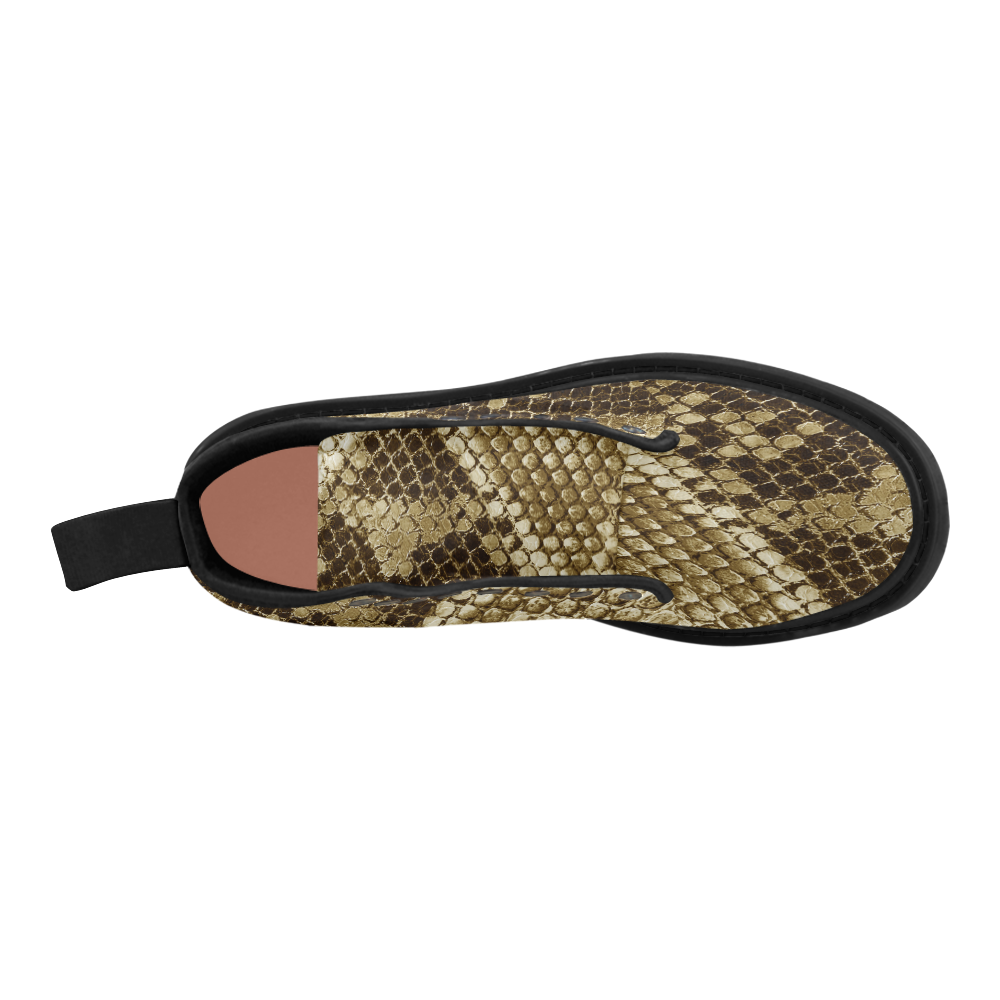 Golden Snakeskin - No snake has to die for it Martin Boots for Women (Black) (Model 1203H)