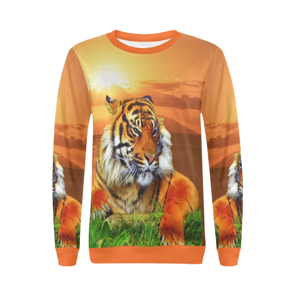 Sumatran Tiger All Over Print Crewneck Sweatshirt for Women (Model H18)
