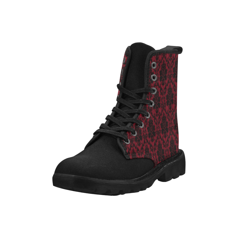 Gothic Victorian Black'n Red Pattern Martin Boots for Women (Black) (Model 1203H)