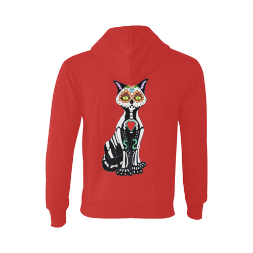 Sugar Skull Cat Red Oceanus Hoodie Sweatshirt (NEW) (Model H03)