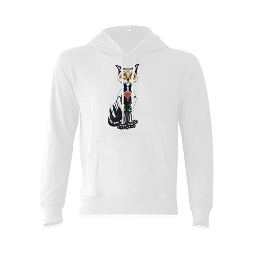 Sugar Skull Cat White Oceanus Hoodie Sweatshirt (NEW) (Model H03)