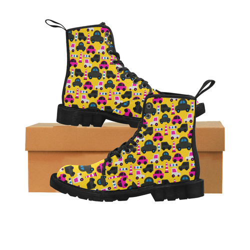 toy cars yellow Martin Boots for Women (Black) (Model 1203H)
