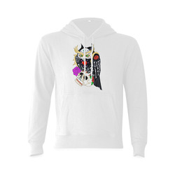 Sugar Skull Owl And Skull White Oceanus Hoodie Sweatshirt (Model H03)