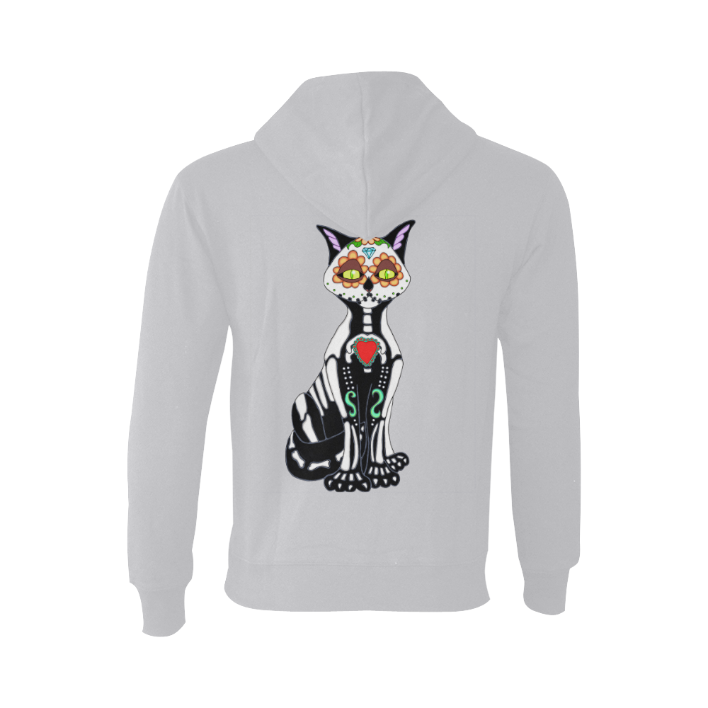 Sugar Skull Cat Grey Oceanus Hoodie Sweatshirt (NEW) (Model H03)