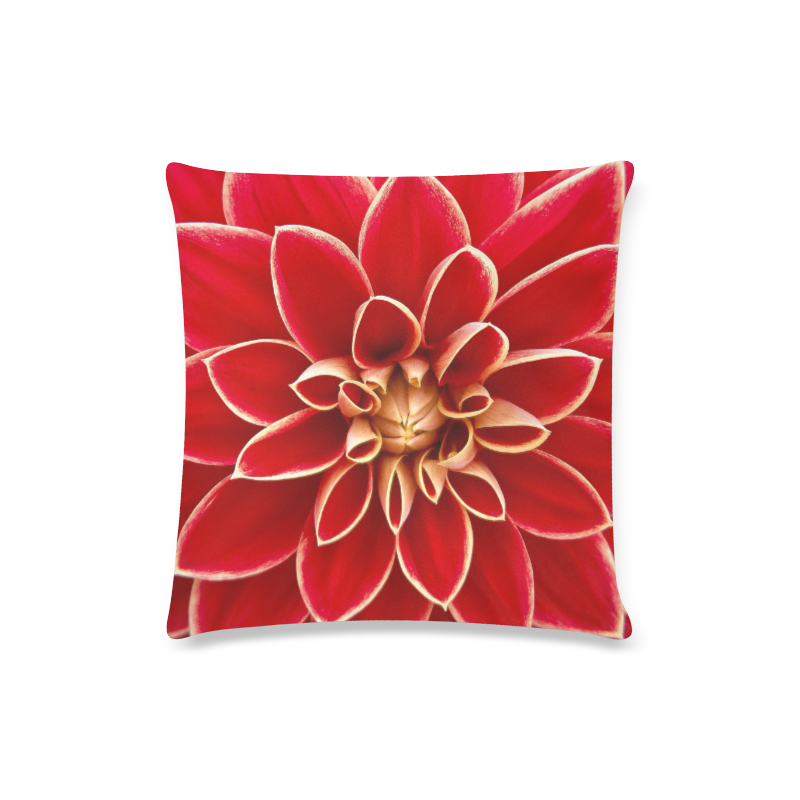 Red Petaled Flower Pillow Custom Zippered Pillow Case 16"x16"(Twin Sides)