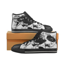 Women High Top Canvas Shoes BW Big Drawing RegiaArt High Top Canvas Women's Shoes/Large Size (Model 017)