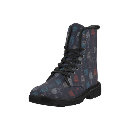 abstract fish Martin Boots for Men (Black) (Model 1203H)