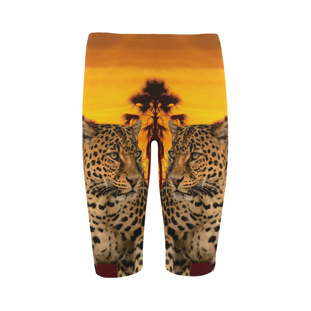 Leopard and Sunset Hestia Cropped Leggings (Model L03)