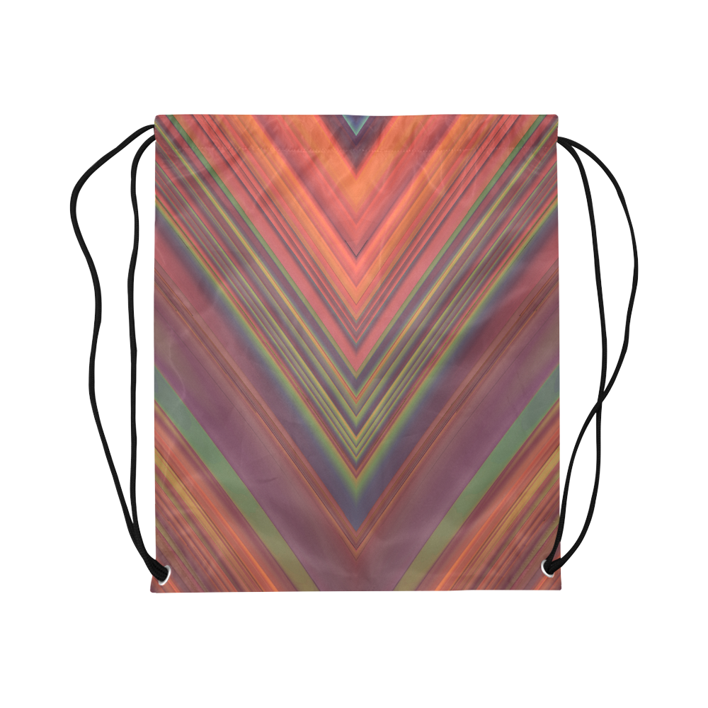 Red Diagonal Stripes - V Pattern Large Drawstring Bag Model 1604 (Twin Sides)  16.5"(W) * 19.3"(H)